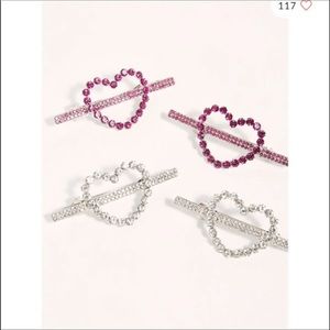 free people heart to heart hair clip/ slide set